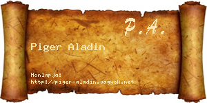 Piger Aladin névjegykártya